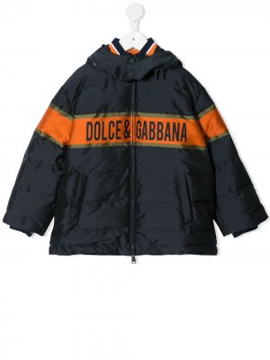 Куртка с логотипом Dolce & Gabbana Kids. Цвет: синий