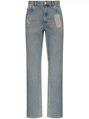 Прямые джинсы с принтом на карманах Martine Rose. Цвет: синий