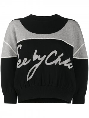 Двухцветный свитер с логотипом See by Chloé. Цвет: черный