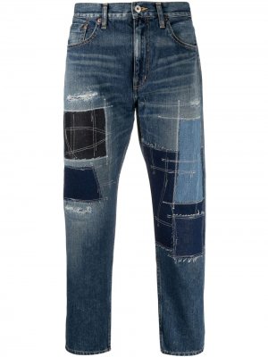 Укороченные джинсы в технике пэчворк Junya Watanabe. Цвет: синий