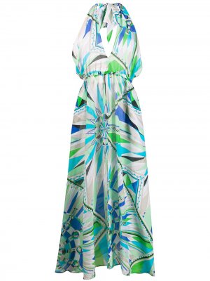 Платье с абстрактным принтом и вырезом халтер Emilio Pucci. Цвет: разноцветный