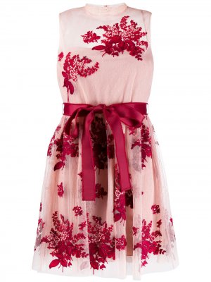 Платье из тюля с вышивкой RED Valentino. Цвет: розовый