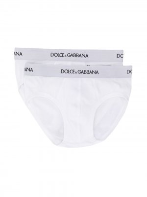 Комплект из двух трусов-брифов Dolce & Gabbana Kids. Цвет: белый