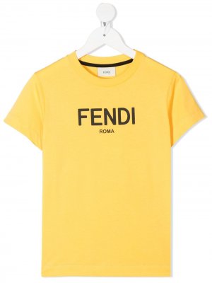 Футболка с логотипом Fendi Kids. Цвет: желтый
