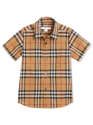 Рубашка с короткими рукавами в винтажную клетку Burberry Kids. Цвет: разноцветный