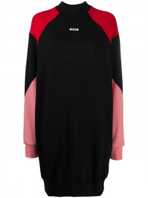 Платье-свитер в стиле колор-блок с логотипом MSGM. Цвет: черный