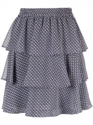 Ярусная юбка мини с цветочным принтом Michael Kors. Цвет: синий