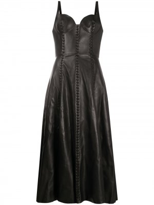 Расклешенное платье миди с бюстье Alexander McQueen. Цвет: черный