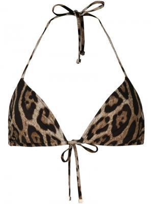 Леопардовый лиф бикини Dolce & Gabbana. Цвет: коричневый