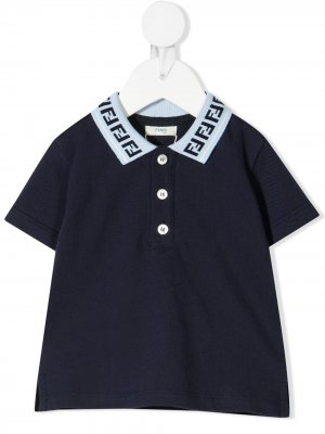 Рубашка поло с логотипом на воротнике Fendi Kids. Цвет: синий