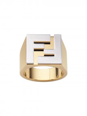Кольцо с логотипом FF Fendi. Цвет: золотистый