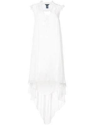 Платье с рюшами и неравномерным подолом Thomas Wylde. Цвет: белый