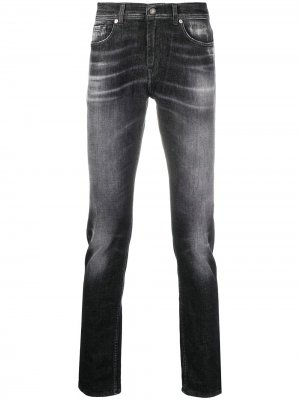 Узкие джинсы с эффектом потертости 7 For All Mankind. Цвет: черный