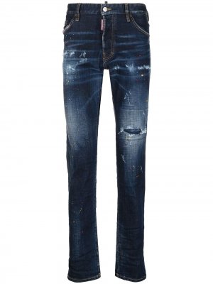 Прямые джинсы с прорезями Dsquared2. Цвет: синий