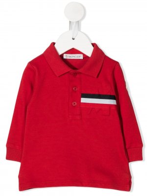 Рубашка поло с отделкой в полоску Moncler Enfant. Цвет: красный