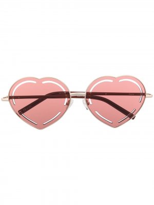 Солнцезащитные очки с оправой в форме сердца Linda Farrow. Цвет: золотистый