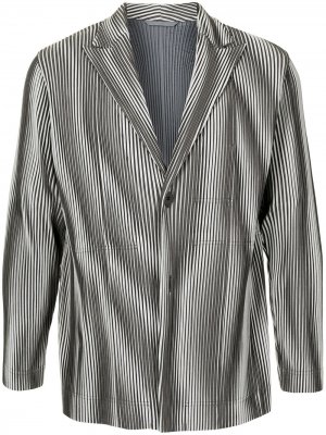 Плиссированный пиджак строгого кроя Homme Plissé Issey Miyake. Цвет: серый