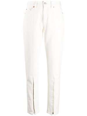 Зауженные брюки с молнией MM6 Maison Margiela. Цвет: белый