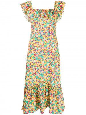 Платье миди June с цветочным принтом Rixo. Цвет: желтый