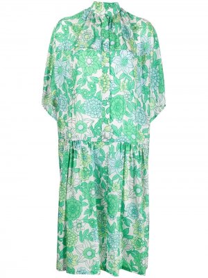 Платье-рубашка с цветочным принтом Christian Wijnants. Цвет: зеленый