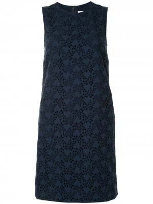 Платье-трапеция мини с вышивкой Carolina Herrera. Цвет: синий
