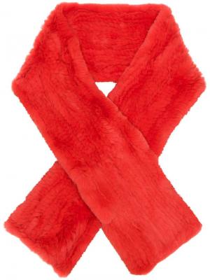 Длинный шарф Yves Salomon. Цвет: красный