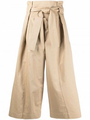 Укороченные брюки с поясом Marni. Цвет: нейтральные цвета