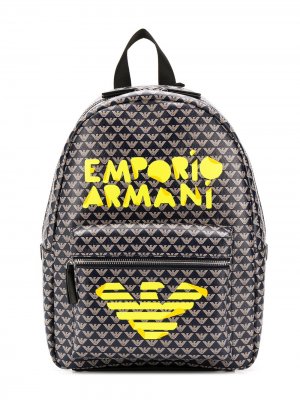 Рюкзак с монограммой Emporio Armani Kids. Цвет: синий