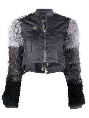 Куртка с перьями на рукавах из коллаборации Audrey Tritto Mr & Mrs Italy. Цвет: серый