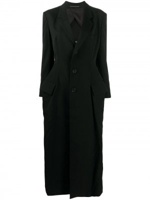 Однобортное пальто Yohji Yamamoto. Цвет: черный