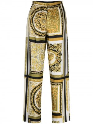 Пижамные брюки с принтом Baroque Versace. Цвет: желтый