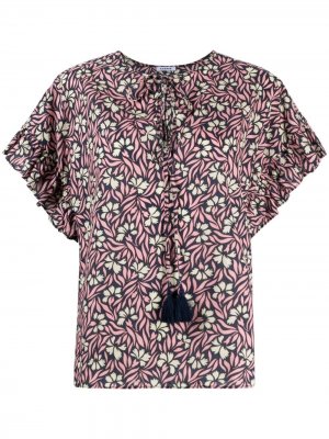 Блузка с оборками и цветочным принтом P.A.R.O.S.H.. Цвет: розовый