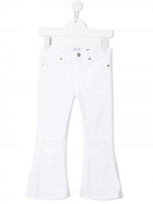 Расклешенные джинсы с эффектом потертости Dondup Kids. Цвет: белый