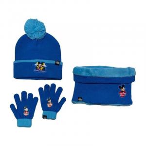 Комплект из 3 предметов Beanie Gloves Snood Mickey - флисовый воротник (синий) Disney