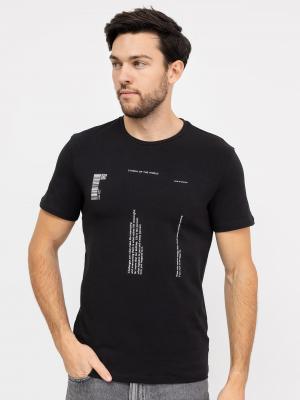Полуприлегающая футболка черного цвета с текстовым принтом Mark Formelle. Цвет: черный
