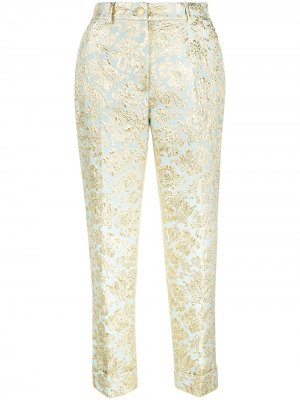 Укороченные жаккардовые брюки Dolce & Gabbana. Цвет: синий