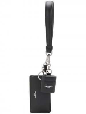 Комплект из кошелька и футляра для AirPods на длинном ремешке Dolce & Gabbana. Цвет: черный