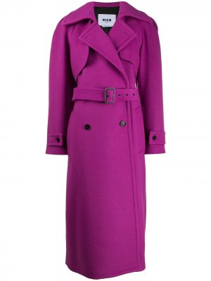 Двубортное пальто миди MSGM. Цвет: розовый
