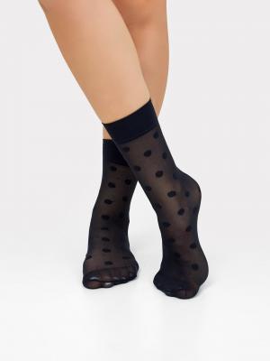 Женские высокие полиамидные носки в крупный черный горошек Mark Formelle. Цвет: черный