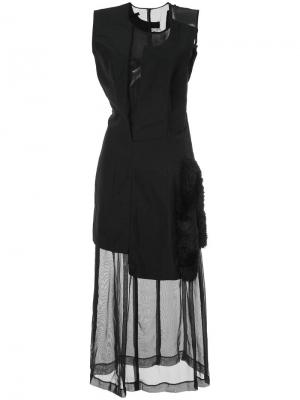 Асимметричное платье с деталью из искусственного меха Comme Des Garçons Pre-Owned. Цвет: черный