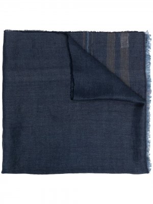 Легкий шарф с бахромой Brunello Cucinelli. Цвет: синий