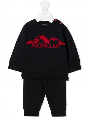 Комплект из толстовки и брюк с логотипом Moncler Enfant. Цвет: синий