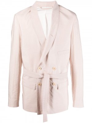 Пиджак с лацканами шалькой и поясом Lemaire. Цвет: розовый
