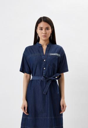 Платье джинсовое Bikkembergs. Цвет: синий