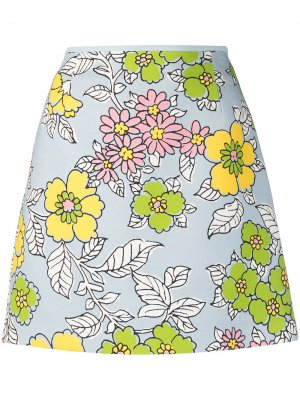 Юбка мини с цветочным принтом Tory Burch. Цвет: синий