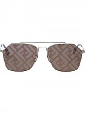 Солнцезащитные очки Eyeline в прямоугольной оправе Fendi. Цвет: коричневый