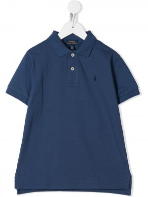 Рубашка поло с вышитым логотипом Ralph Lauren Kids. Цвет: синий