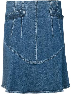 Джинсовая юбка А-образного силуэта Chanel Vintage. Цвет: синий