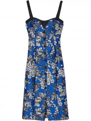 Платье миди с цветочным принтом Carolina Herrera. Цвет: синий