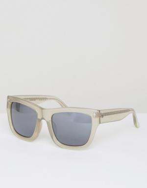 Квадратные солнцезащитные очки с зеркальными стеклами Matthew Williamson. Цвет: серый